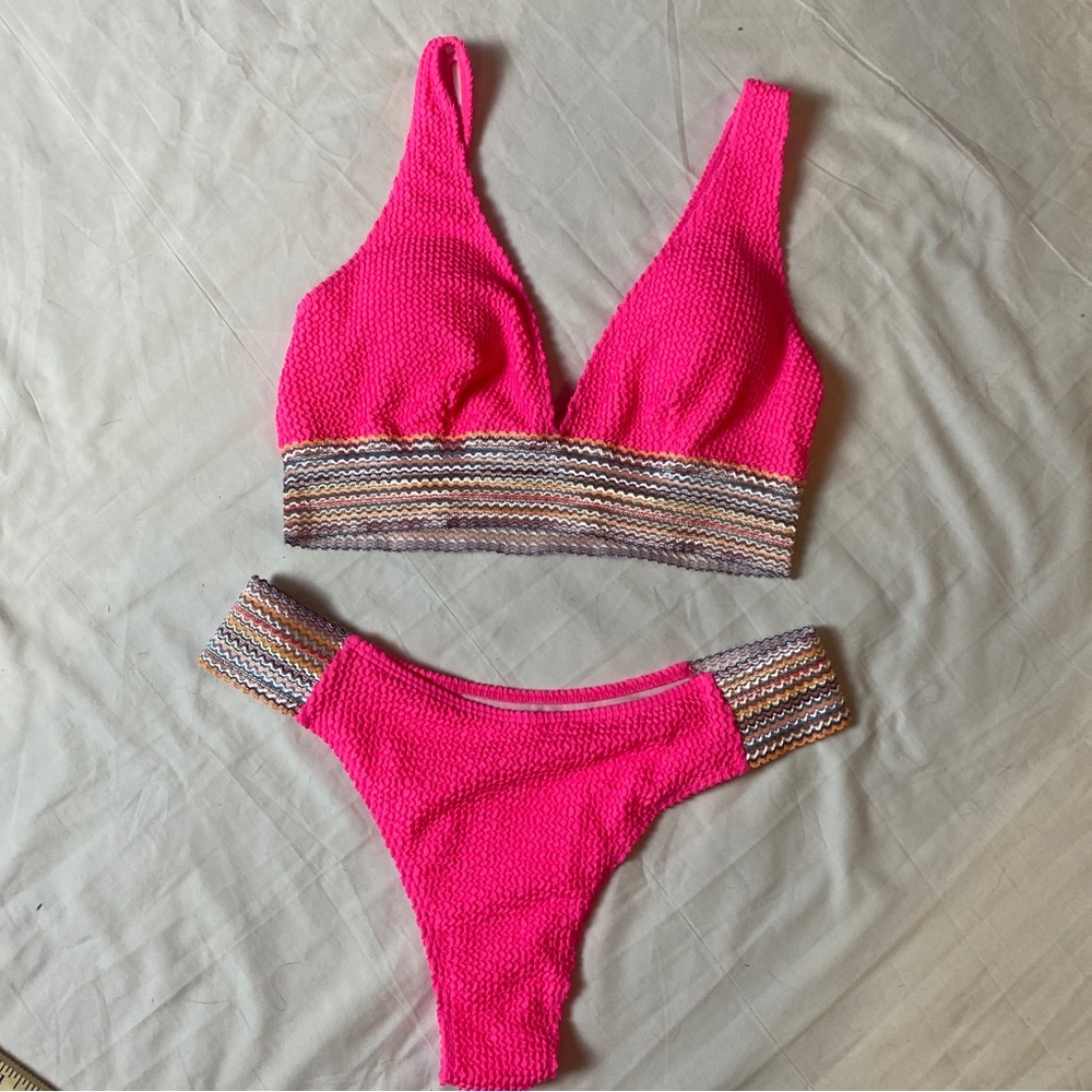 Hot pink and rainbow women’s bikini